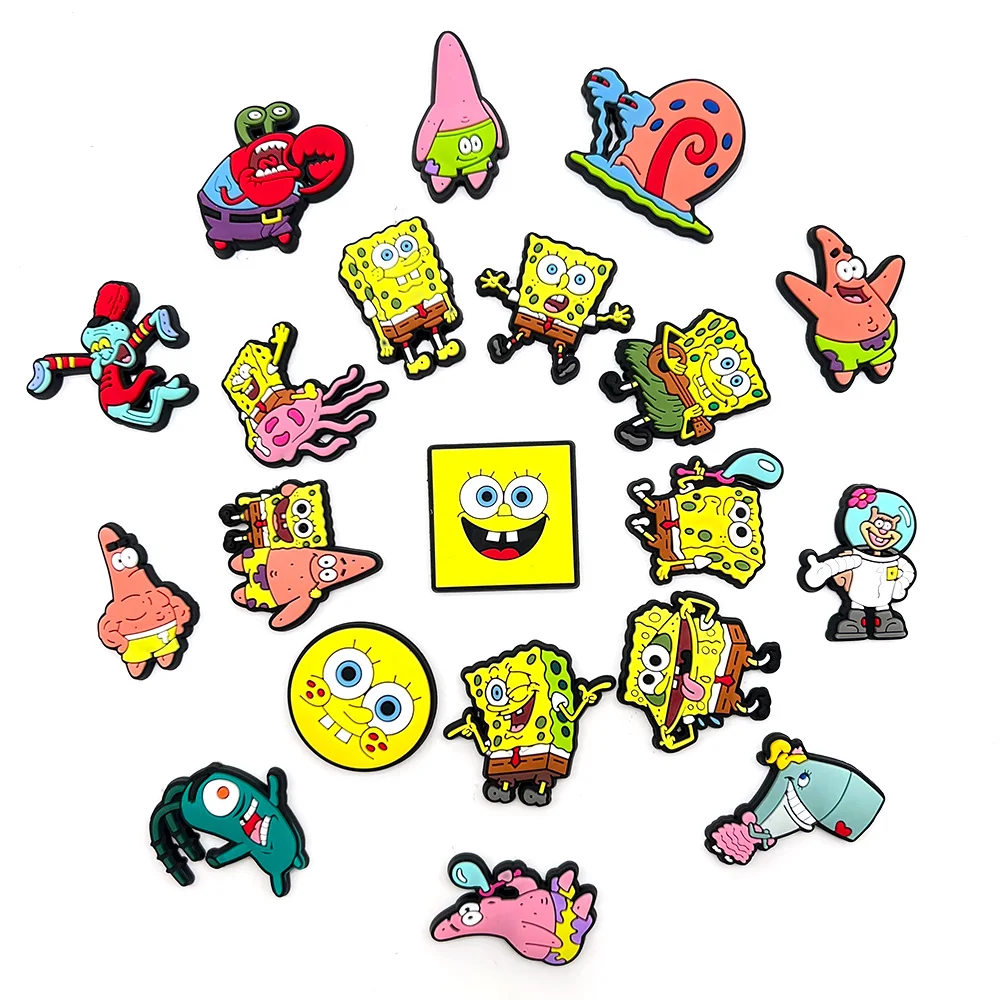 20pcs/set Shoe Charms PVC Shoe Accessories Cartoon Funny Fashion Decorations SpongeBob SquarePants For Women Men Unisex Gifts