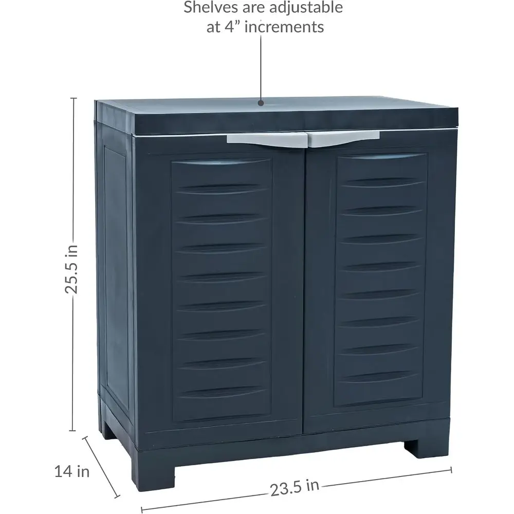 25.5 H Resin Garage Storage Cabinet - Adjustable Shelving Utility Storage or Laundry Room, Office, Basement - Charcoal