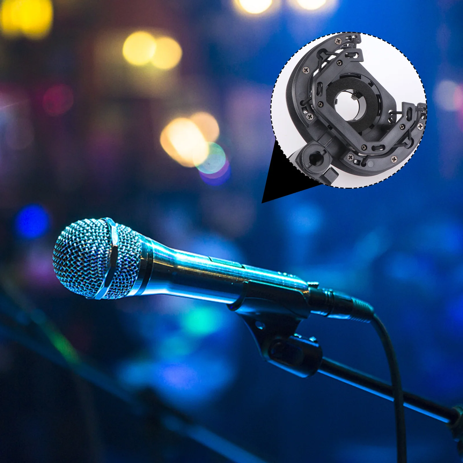 

Condenser Mic Holder Spider Bracket For Studio Recording Shockmount Mount Black Compatible With Large Diaphragm