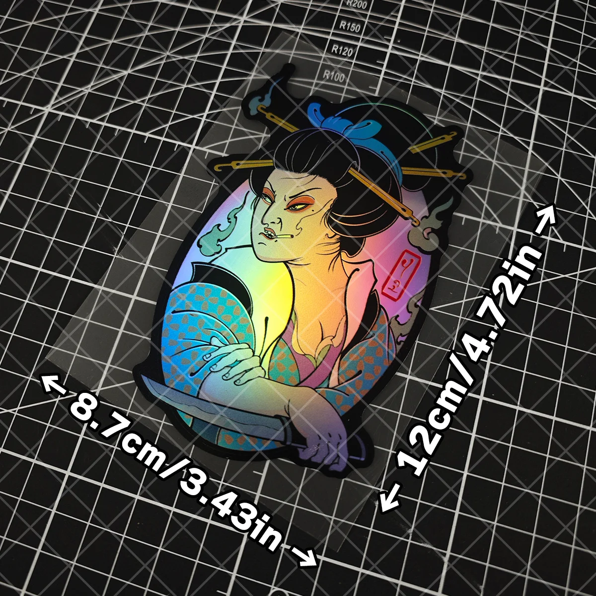 1 item - Mature Lady Geigi Laser and Lighting Theme Japanese JDM Laptop and Skateboard Decorations