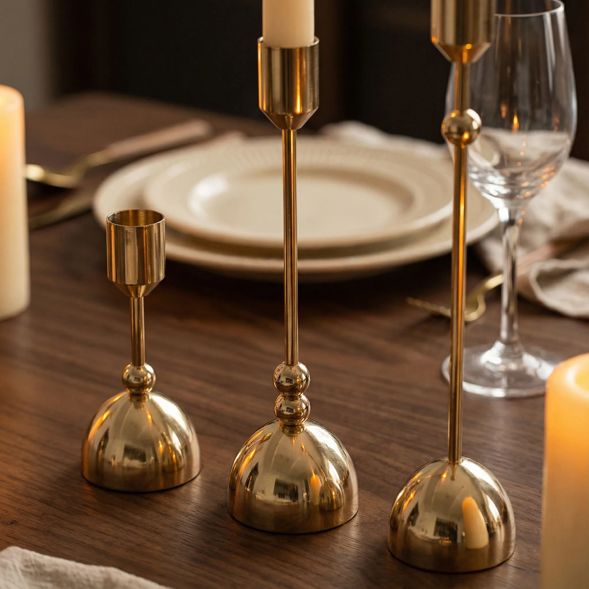 Luxury Golden Candle Holder, Wedding Christmas Festival Home Decoration Metal Candlestick,Tabletop Centerpiece Dinner Artwork