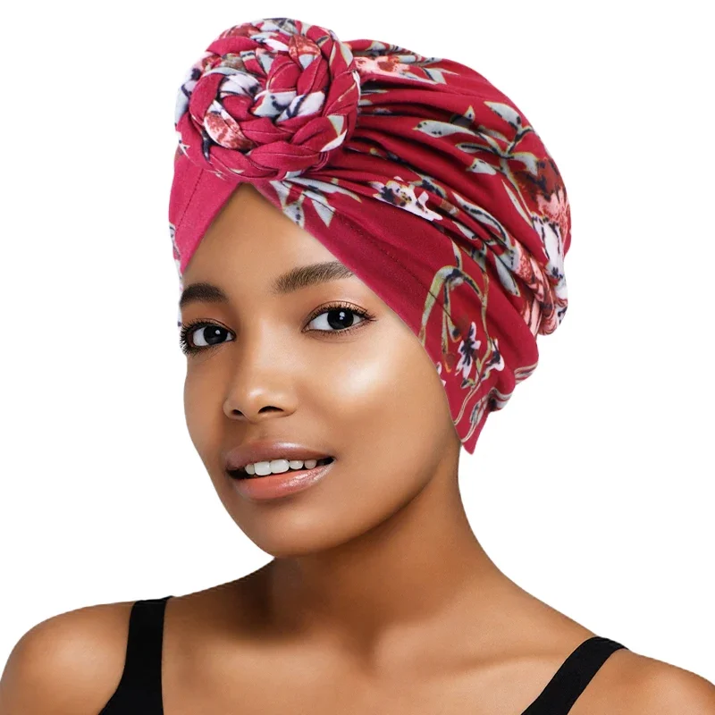 

Новый тюрбан с принтом, косы, индийская химиотерапия, эластичная женская внутренняя шапка-хиджаб, плиссированная шапка от рака, головной платок от выпадения волос, обёрточная бумага