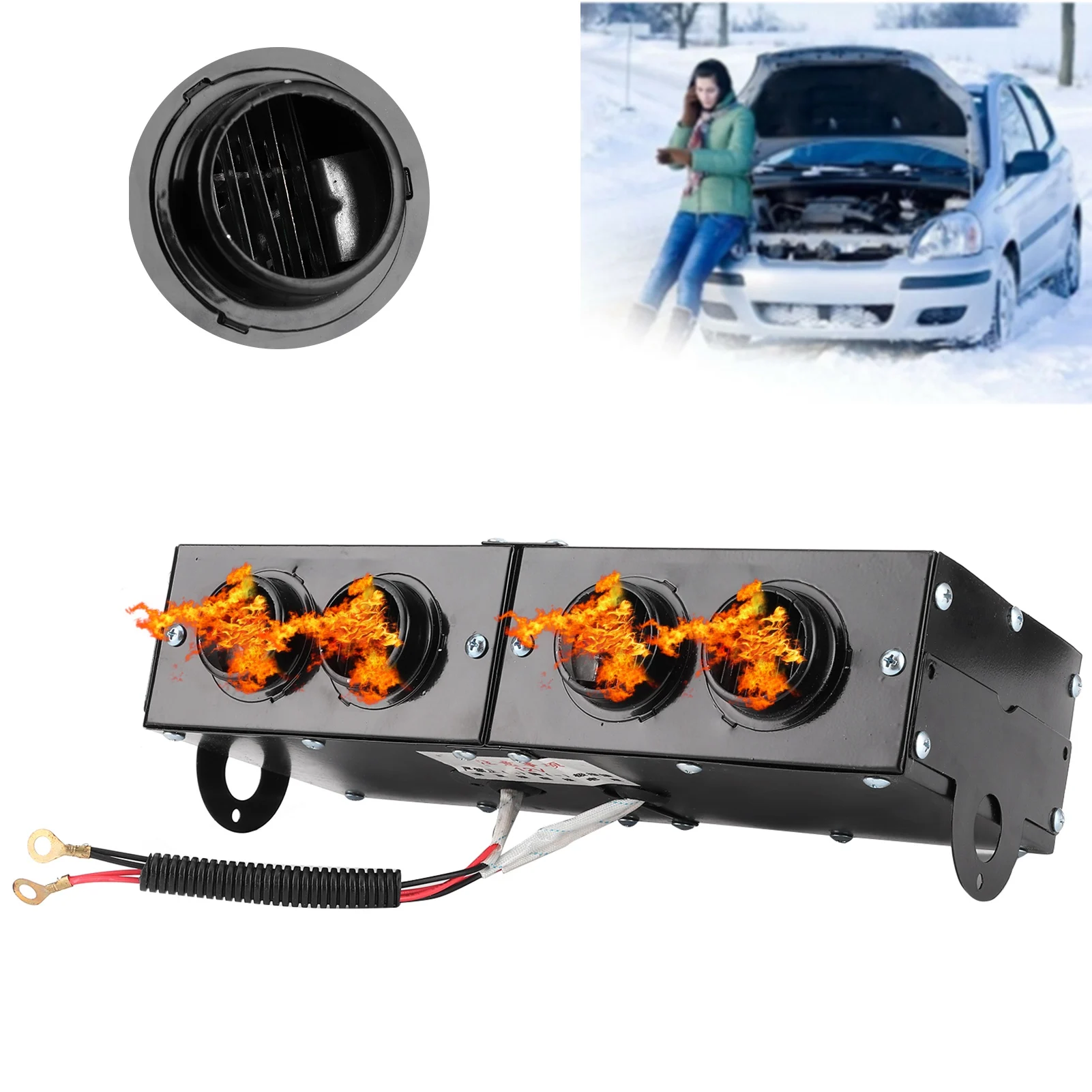 4 Hole Car Heating Car Defogger Car Heater Defogger Auto 4 Hole Heating Fan 12V Defroster Defogger 800W Car Defroster Car Heater