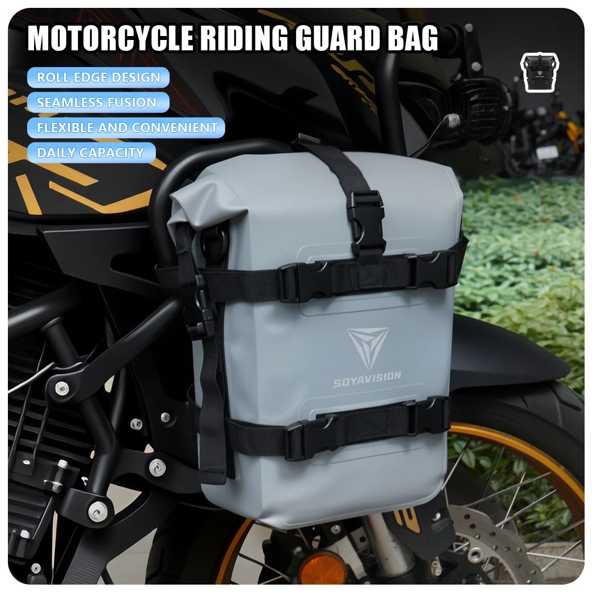 2PCS Motorrad Stoßstangen Tasche Wasserdichte 5L-8L Motorrad Seite Rahmen Tasche Motorrad Crash Bar Tasche Universal Werkzeuge Lagerung tasche – Detail 4