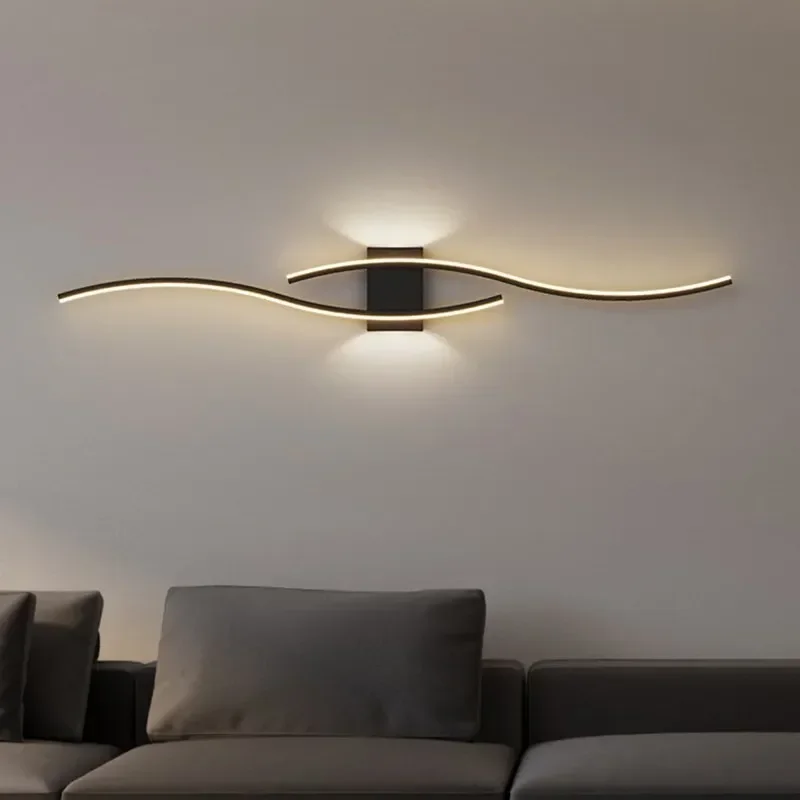 

Modern Minimalist Strip LED Wall Lamp Lustre Illumination For Bedroom Bedside Living Room Grille TV Sofa Lobby Background Decor