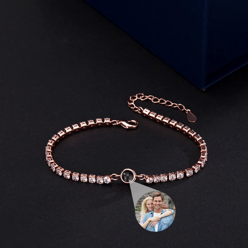 Custom Picture Bracelet Personalized Photo Projection Bracelet Cubic Zirconia Classic Tennis Bracelet Bracelet Gifts for Women