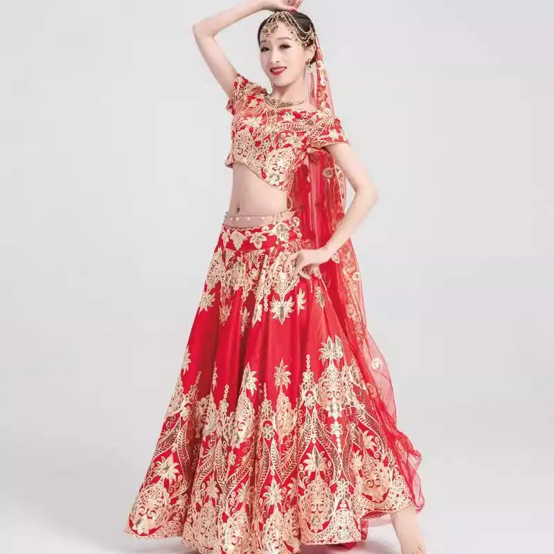 

Indian Dance Attire Oversized And Exquisitely Embroidered Lengha Four Piece Set Kurta Sari Side Shielded Anna Women's Clothing