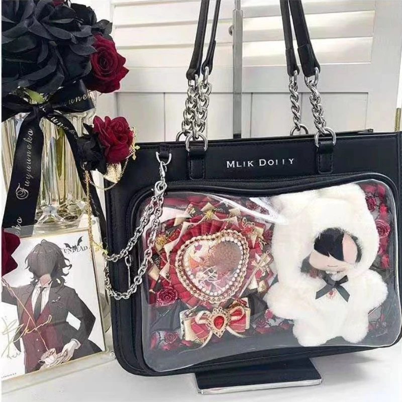 Y2k Aesthetic Punk Trendy Women Underarm Bag Vintage Transparent Casual Ita Bags All Match Fashion Streetwear Shoulder Handbags