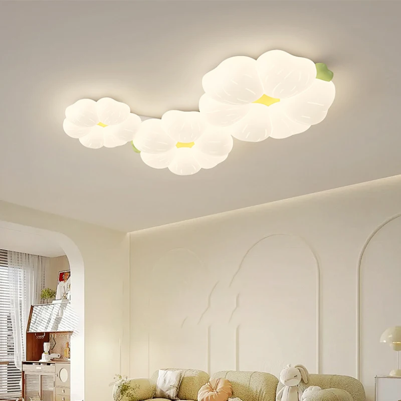 Modern LED Living Room Ceiling Lights Flower Light Romantic Warm Nursery Children's Room Boy Girl Bedroom Hall Ceiling Lamps