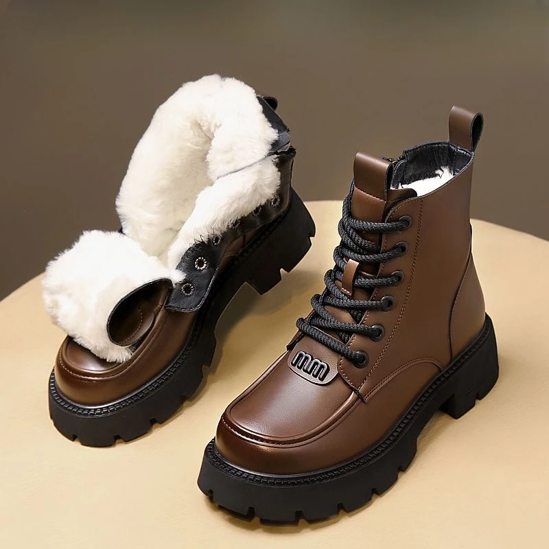 Fur Fur integrated Snow Boots Wool Women\'s Boots Velvet anti Cold Winter Women\'s Shoes Warm Cotton Shoes Lamb Wool Cotton Boots