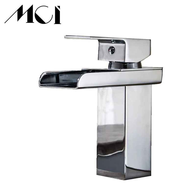 Bathroom Waterfall Led Faucet  Glass Waterfall Brass Basin Faucet Bathroom Mixer Tap Deck Mounted Basin  Faucet  Torneira