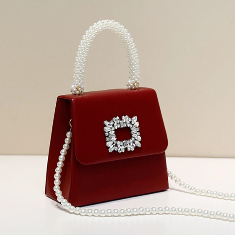 Imagem -05 - Bolsa Quadrada Pequena Diamante Luxuosa para Mulheres Bolsa Pérola Bolsa de Ombro Versátil e Fashion Nova Bolsa Tiracolo 2024