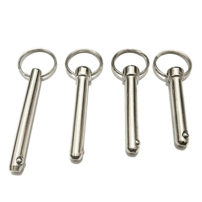 Szybkozłączne kołki pozycjonujące z kulką sprężynową do zawiasów pokładowych łodzi, okucia morskie, kołek pozycjonujący z pierścieniem do wyciągania i blokadą kulkową.