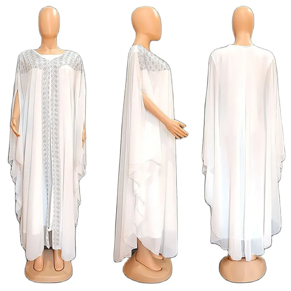 MAMA DA-ropa musulmana Abaya clásica, vestidos largos de mujer, Material de gasa, talla libre, manga de murciélago, Túnica con inserto de diamantes