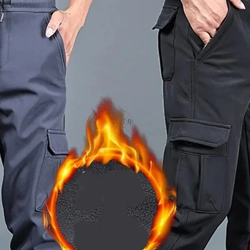 2025 New Men's Multi Pocket Winter Work Pants for Warmth and Slimming, Jogger's Pants for Casual Warmth