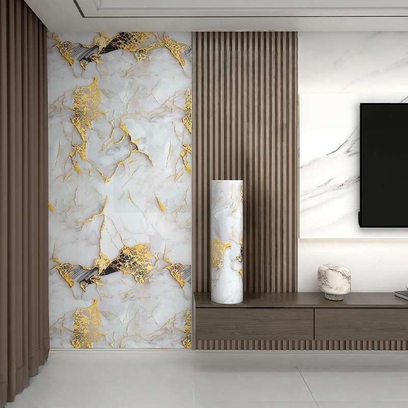 Marble Contact Paper for Home Renovation Self Adhesive Wallpaper Peel and Stick Glossy Waterproof Wall Sticker for Bedroom Decor