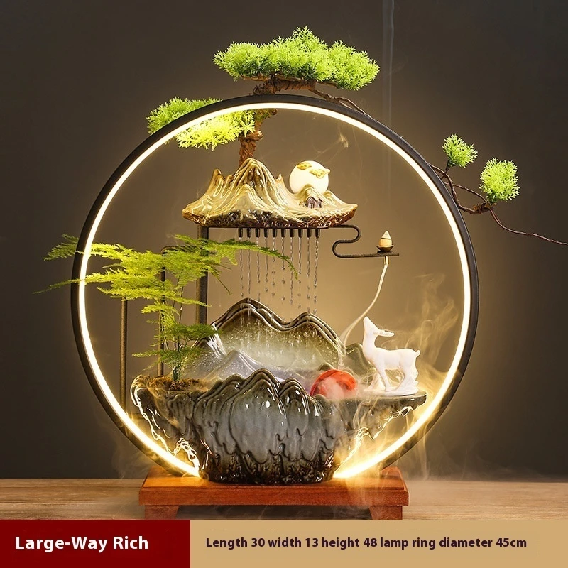 Chinese style flowing water ornaments for household use circulating water rain curtains humidifiers Incense Cones with Backflow
