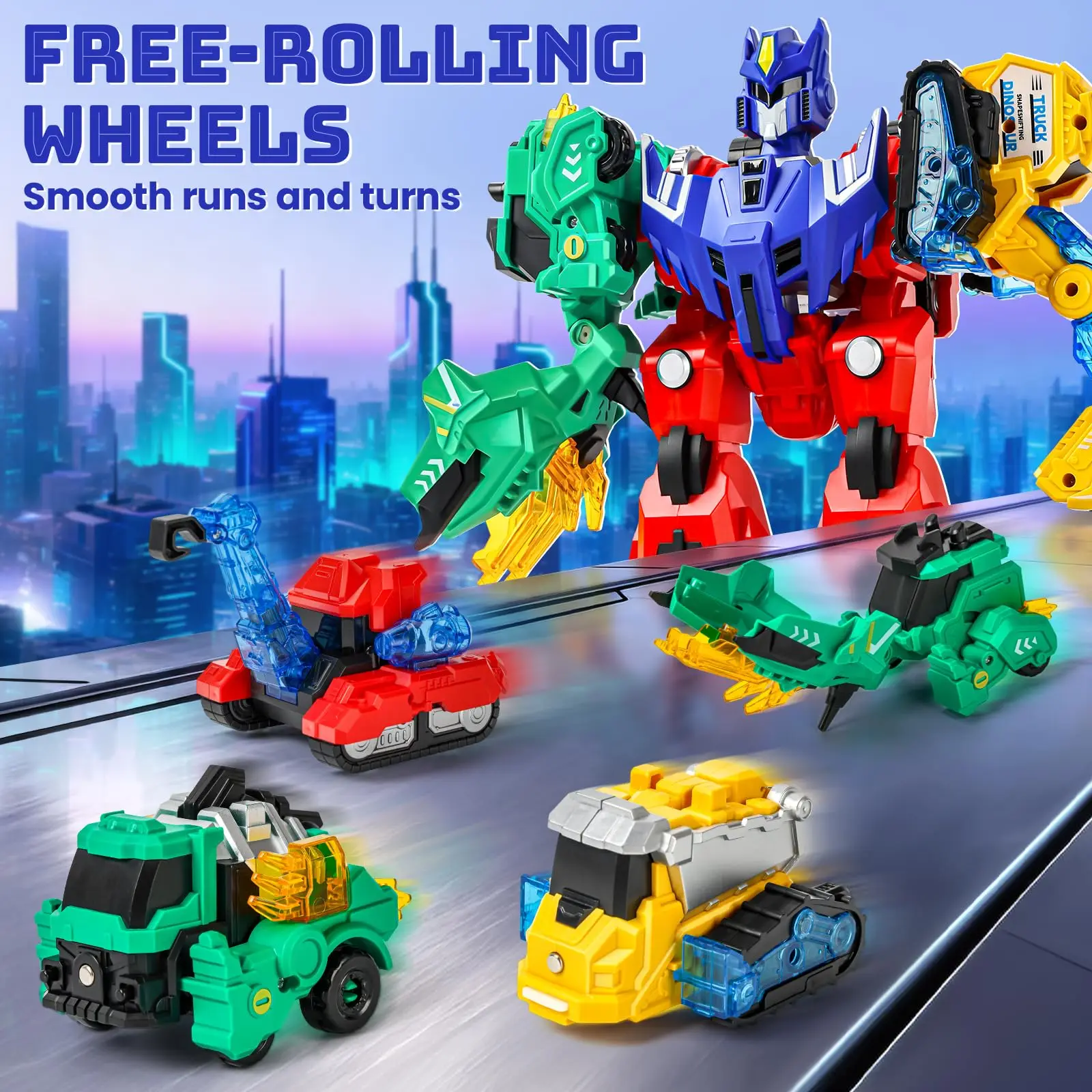 Camion per auto con dinosauro trasformante magnetico 6 in 1 - Confezione di bomboniere multiarticolo Dino Robot Decorazione per la stanza di compleanno