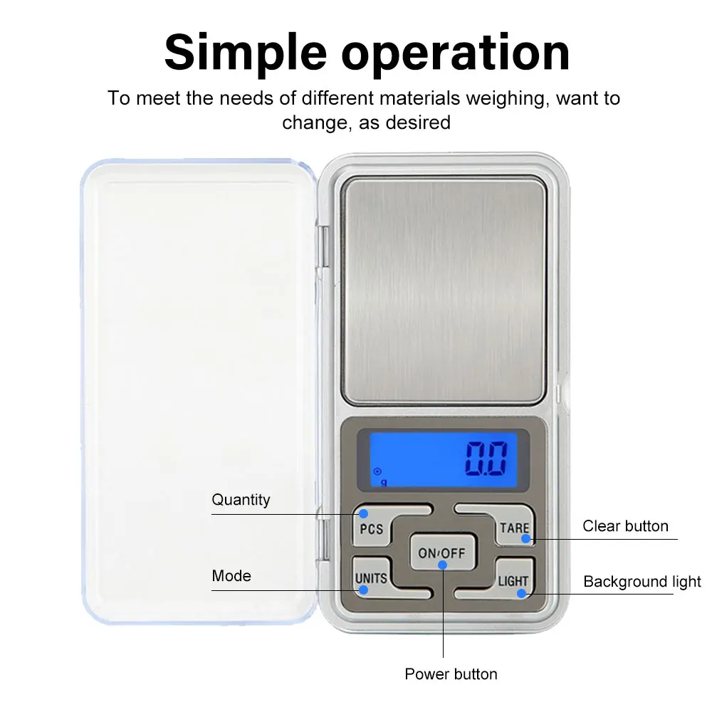 Mini Digital Scale High Accuracy Jewelry Weight Pocket Scales 500g 0.01g/0.1g LCD Display Electronic Kitchen Scale