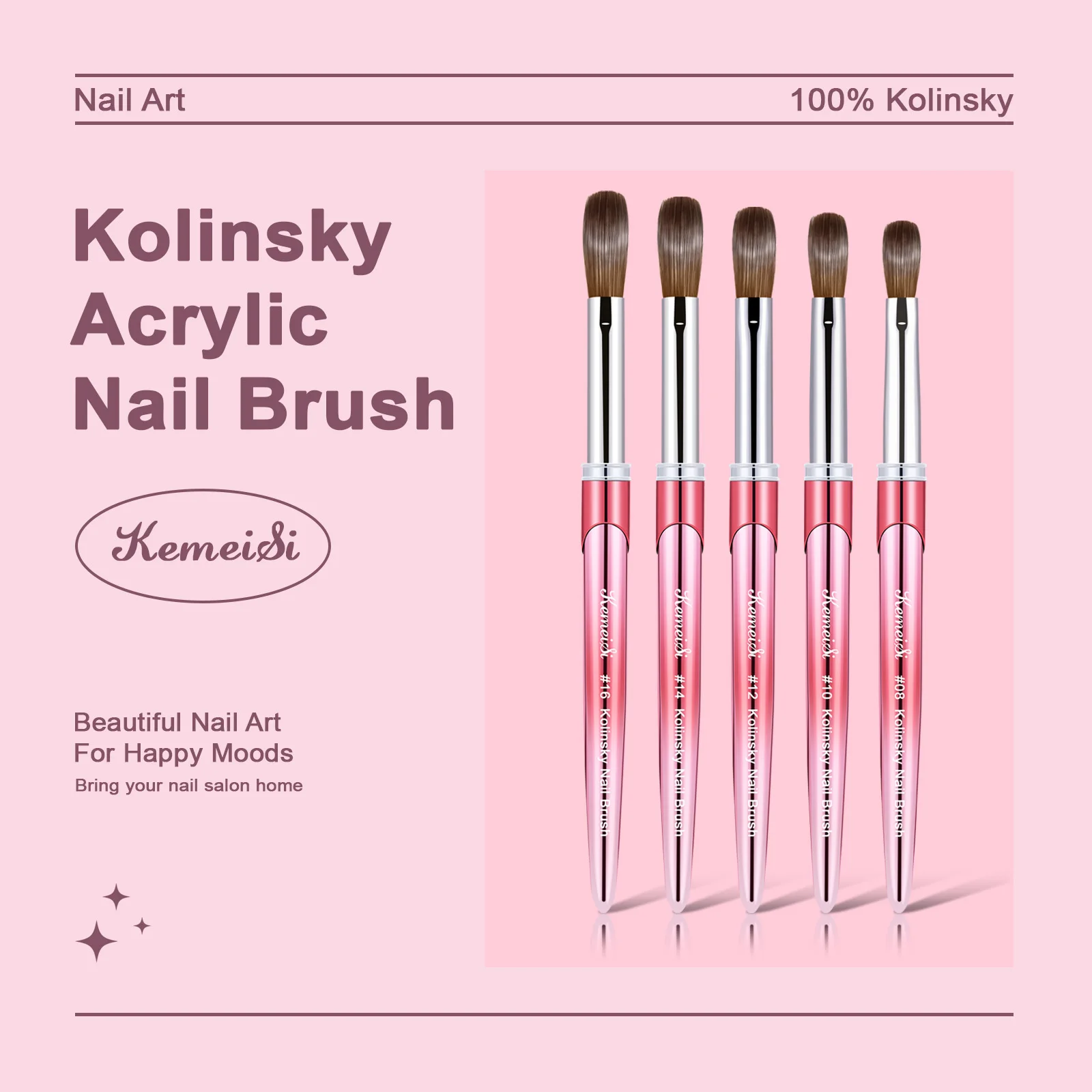 كولينسكي السمور الاكريليك فرشاة مجعد الأشعة فوق البنفسجية هلام نحت القلم السائل مسحوق DIY بها بنفسك مانيكير مسمار الرسم الساخن الوردي فرش فنية أدوات #2