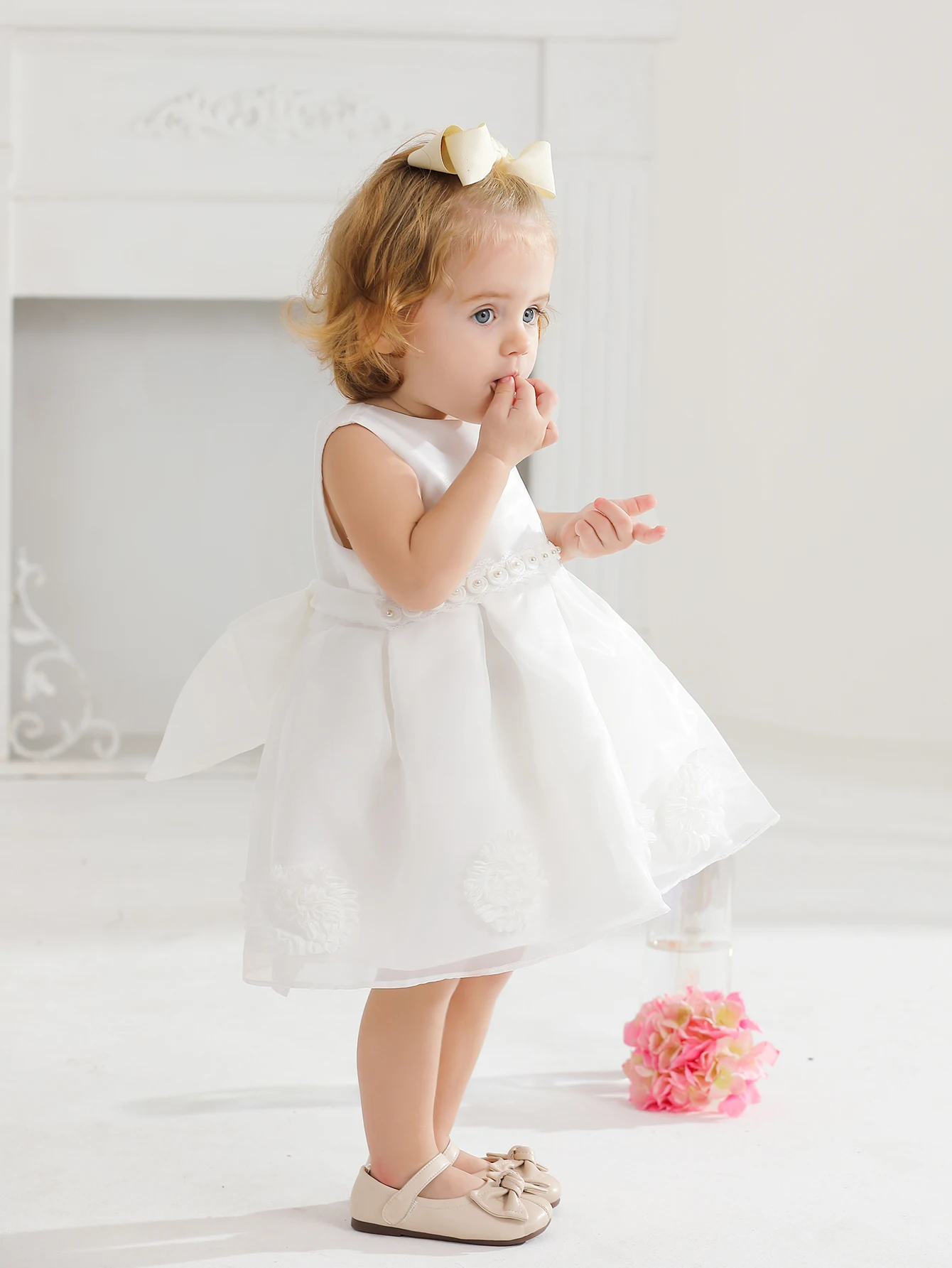 Baptism Dress with Hat Newborn Girls Princess Birthday Party White Baby Dresses Fancy Frock Tutu Dress for Christening