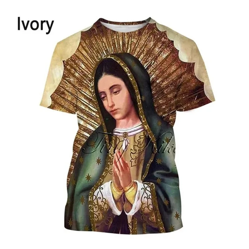 Mexico Virgin Mary Of Guadalupe 3D Printed T-shirt Fashion Christian Virgin Personality Faith Unisex Comfortable T-shirt Tops