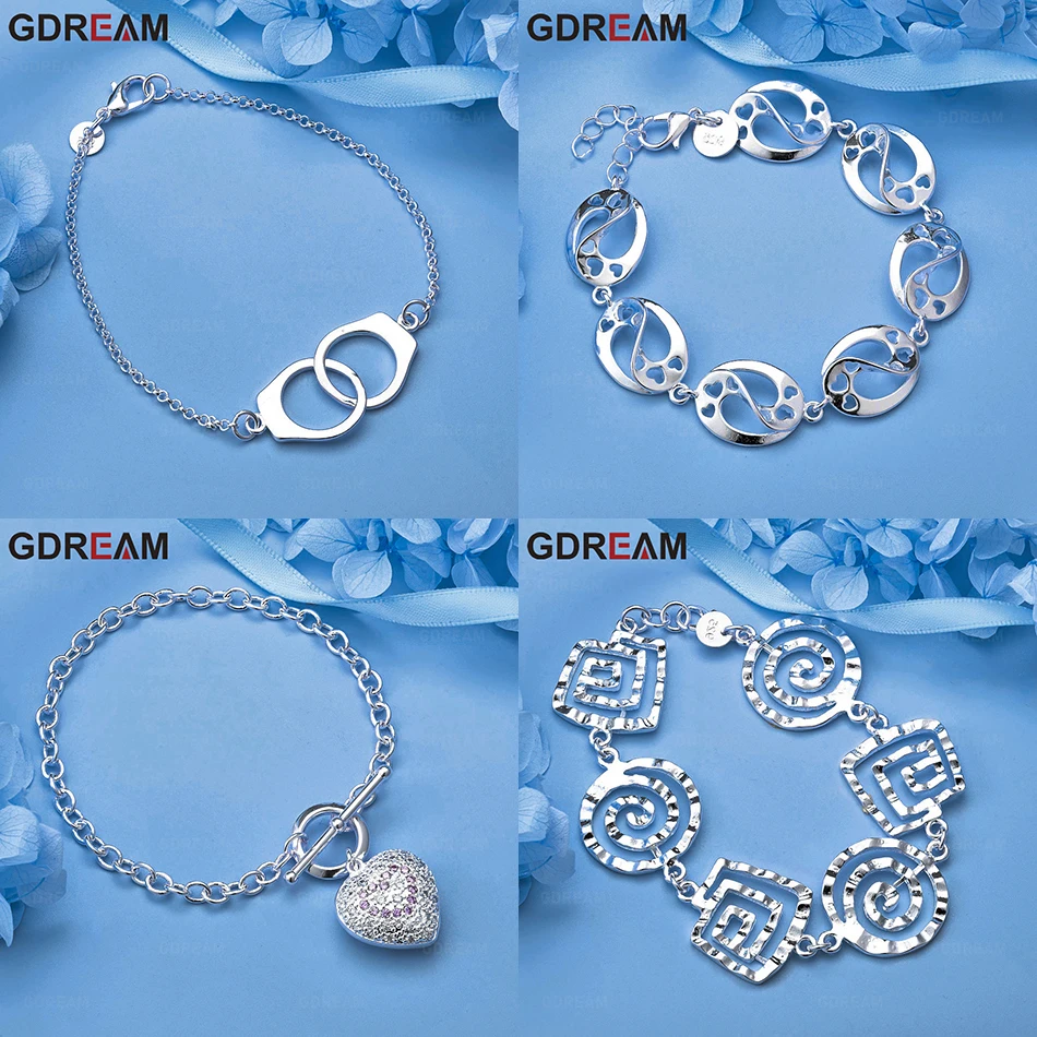 GDREAM 925 الفضة الاسترليني سوار الجوف القلب زر سوار المؤنث مزاجه فريد هدية للذكرى السنوية مجوهرات