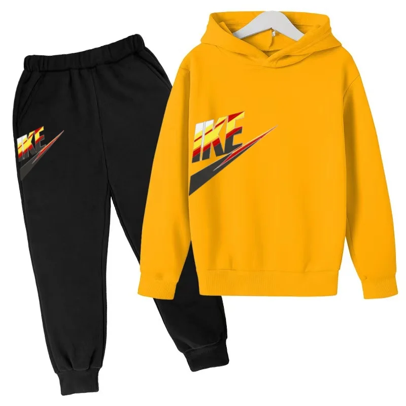 Kinder-Sweatshirt-Set mit Kapuzenjacke, Jungenbekleidung, Mädchen-Freizeit-Sportmarken-Set, Kapuzenoberteil mit Jacke und Hose, 2-teiliges Set – Detail 11