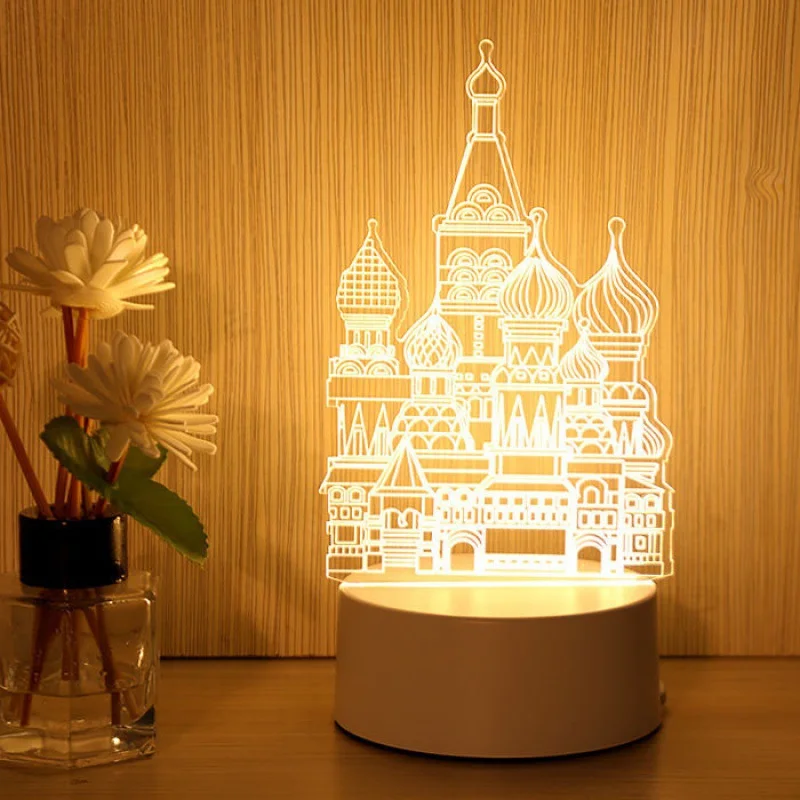 

3D LED Night Lamp USB-Powered - Bedroom Bedside Essential for Birthday & Valentine's Day Decor
