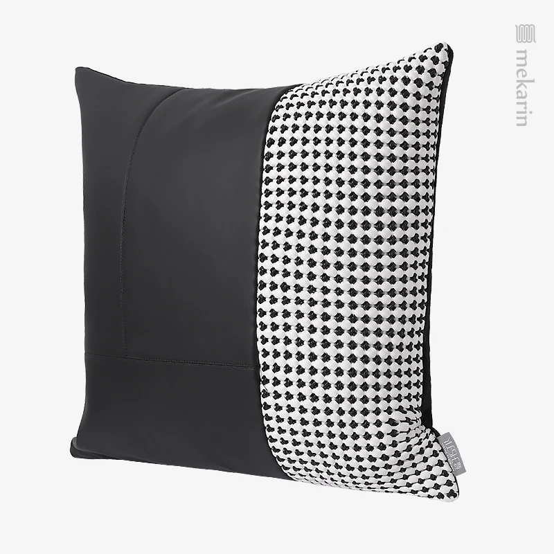 Model Room Living Room Sofa Pillow Black and White Woven Stitching Pillow Hotel Bedroom Pillow Villa Homestay Backpack