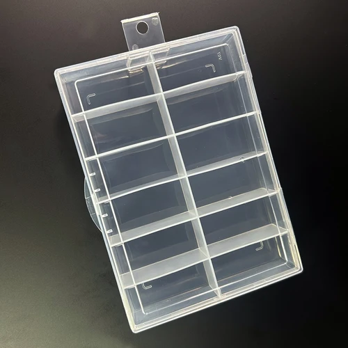 Caja organizadora de plástico grande con compartimentos divisores, 12 rejillas, caja organizadora para accesorios de uñas, tornillo, costura, almacenamiento de cuentas