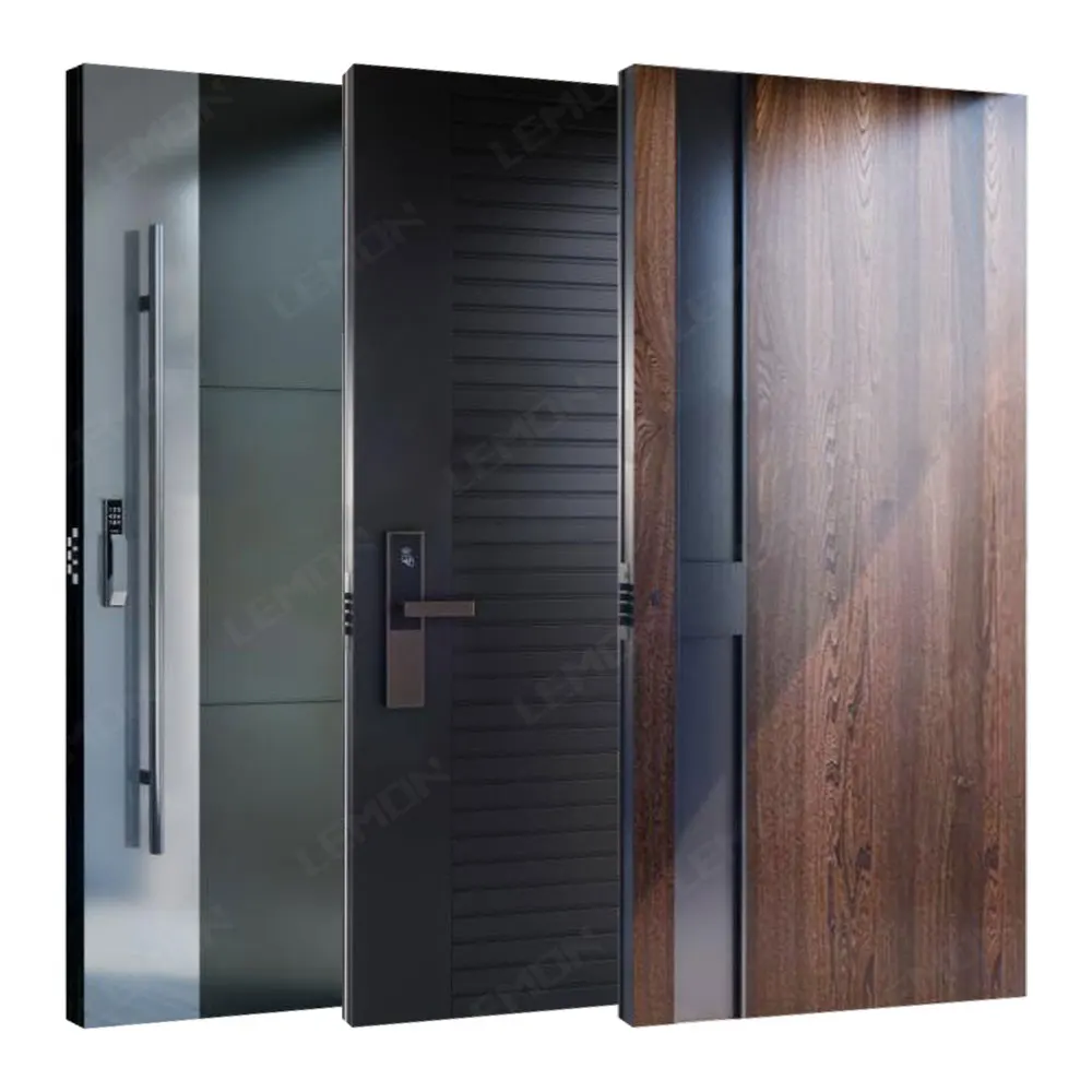 

Best Selling Cheap Price Modern Exterior Residential Soundproof Aluminium Doors Pivot Steel Door for Houses