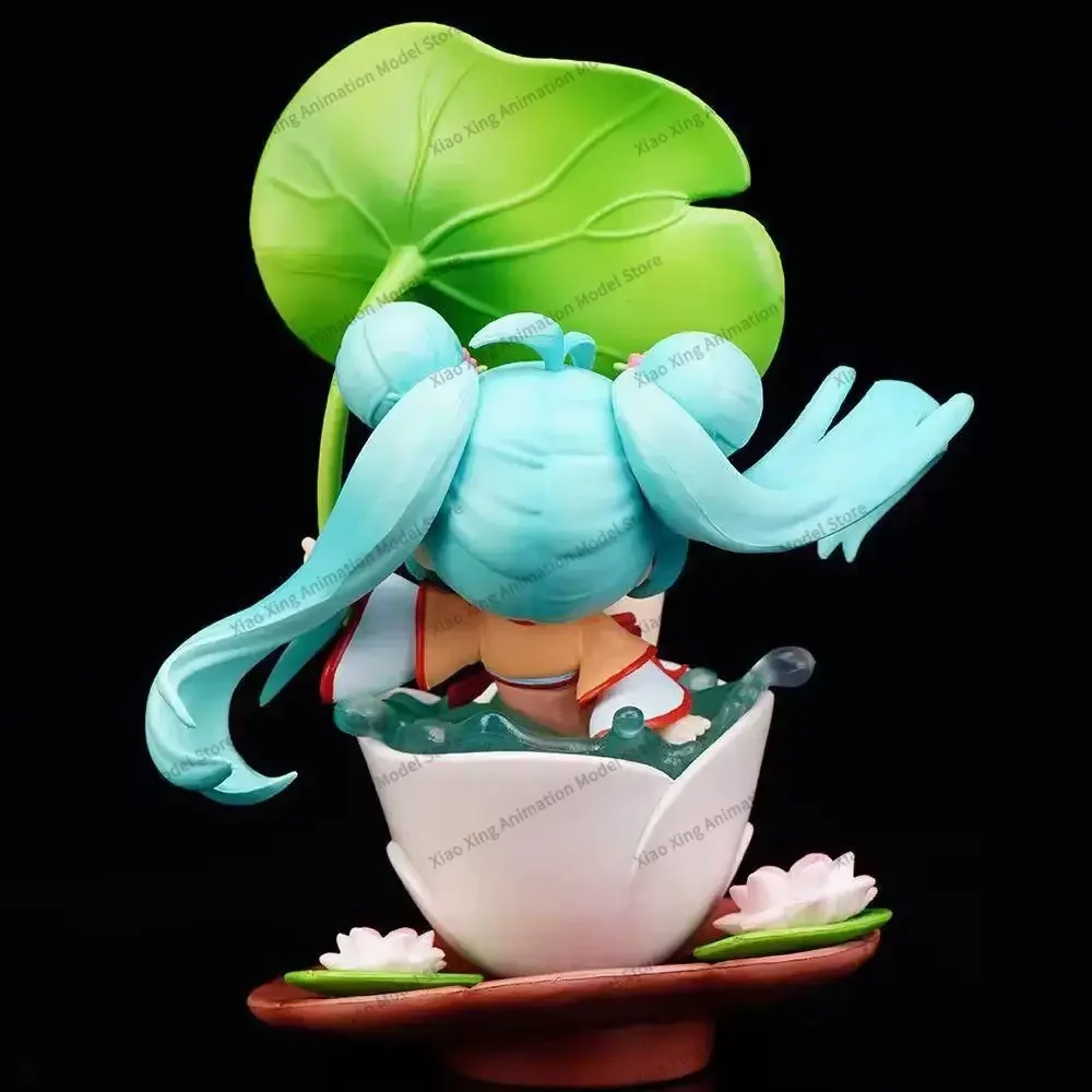 12CM Q Version Hatsune Miku Lotus Pond Moonlight Future Movable and Changeable Animation Hand Model Desktop Decoration Gift