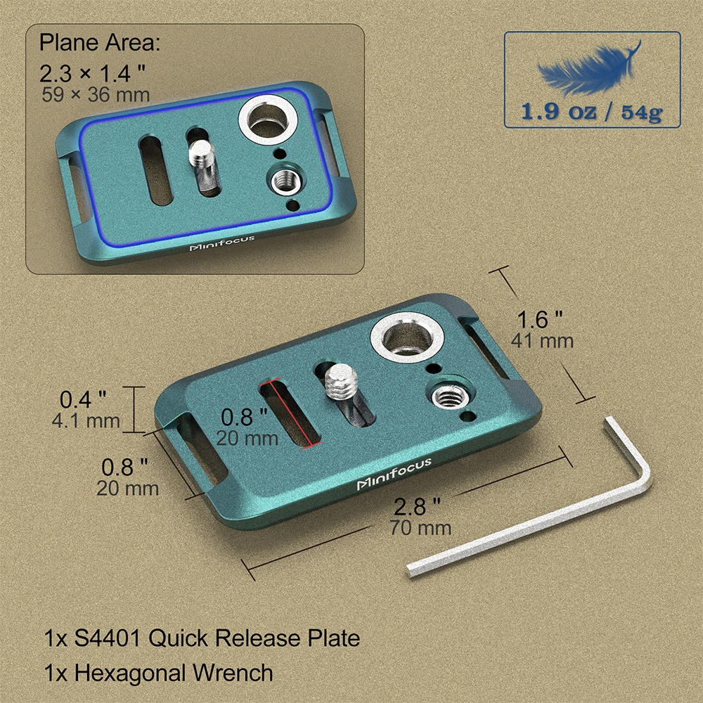 Universal Camera Quick Release Plate QR 70mm Plate 1/4"-20 Screw for QD Sling Swivel Arca Swiss RRS Sirui Tripod Ballhead