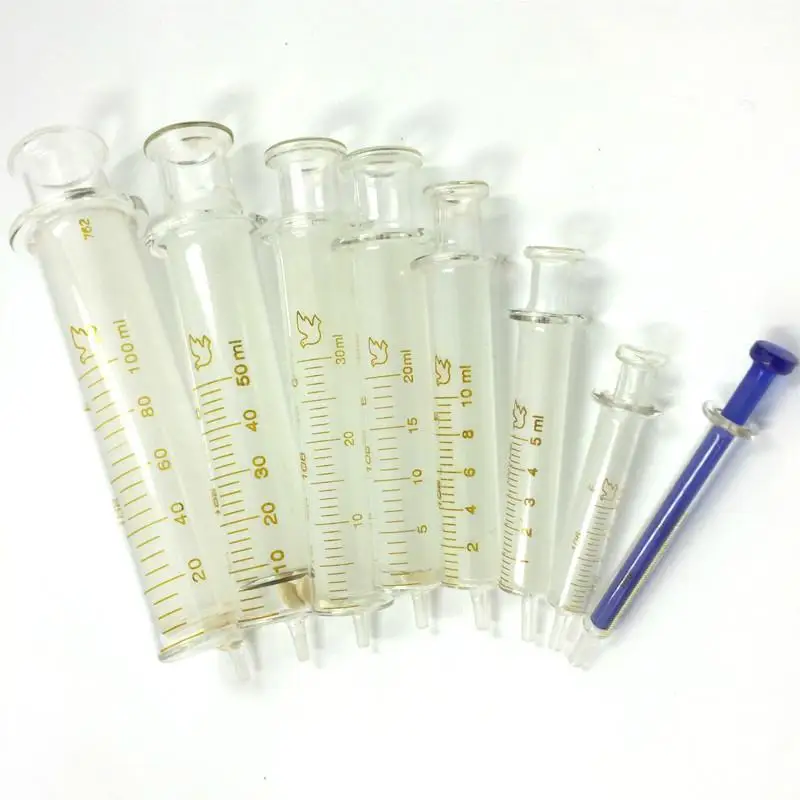 1ml 2ml 5ml 10ml 20ml 30ml 50ml 100ml 120ml Glass Syringe Glass Sample Extractor Reusable Glass Injector Syringe