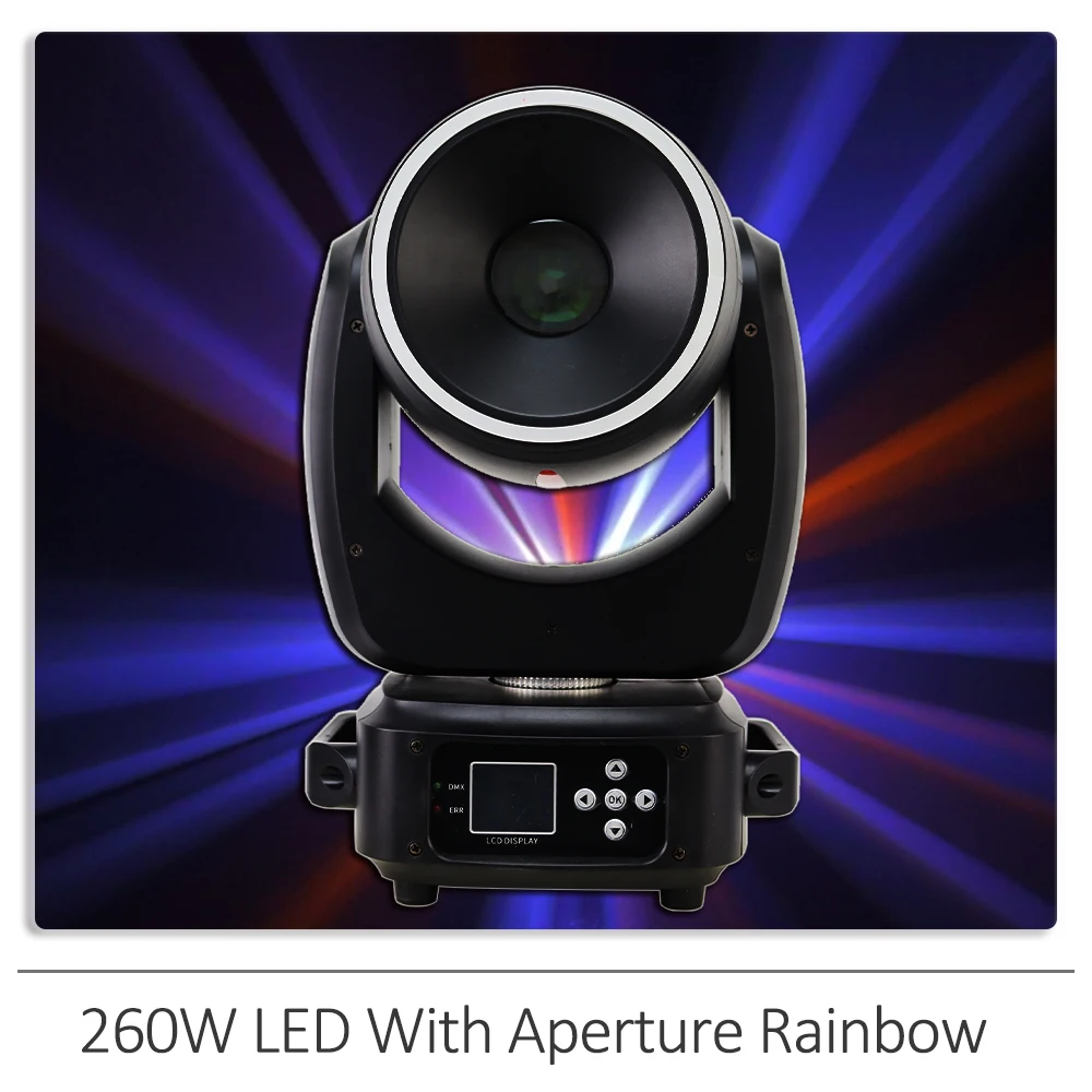 

New 260W Beam Spot Zoom Moving Head Light with Aperture Prism Rainbow Effect DMX512 For DJ Disco Party Christmas Stage Effects