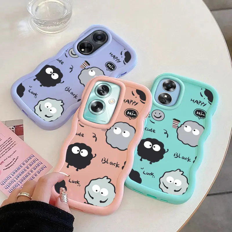 Cute  Fashion Phone Case for OPPO A16K A17 A38 A57 A58 A60 A76 A58 A78 A79 A98 4G 5G Soft Coque Wavy Edged Cover Protect Shell