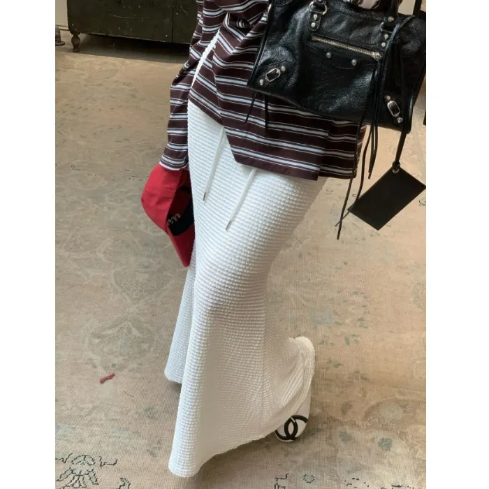 American Style Retro Drawstring Fish Tail Half Skirt Women Casual Slimming mid Length Skirt Women Leisure Fashion Skirts