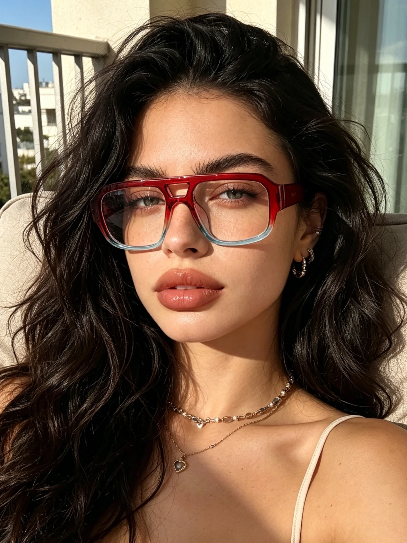 1pc two-color transition transparent color frame, double-layer beam support, leisure travel with glasses