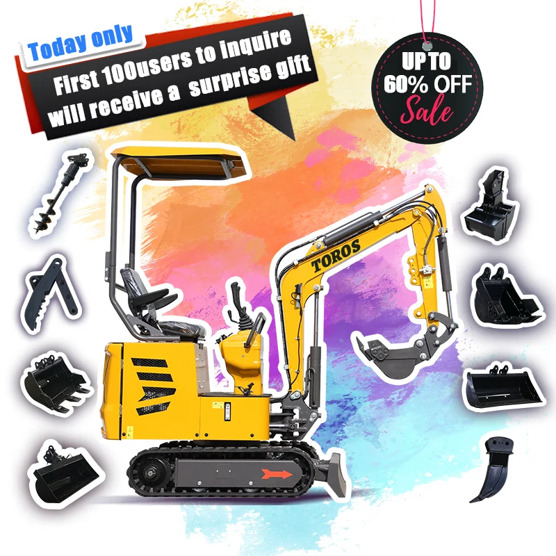 Customized  Digging Hydraulic Small Micro Digger 1 ton 1.2 ton mini Excavator  with closed cabin