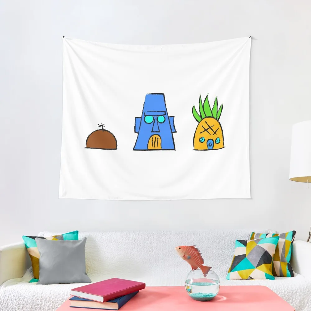 Sponge Bob House, Squidward House, Patrick House, Doodle house Tapestry Room Decor For Girls Decorations For Room Tapestry