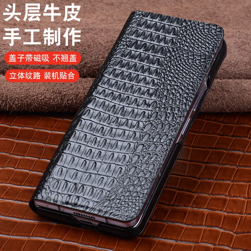 

Wobiloo New Luxury Genuine Leather Wallet Business Phone Case For Vivo X Fold3 Fold 3 Pro Credit Card Money Slot Cover Holster