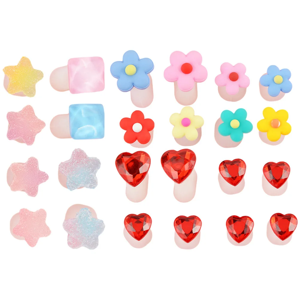 24 pçs separadores de dedo do pé de silicone flor reutilizável pedicure unha polonês acessórios decorativos separadores de dedo do pé