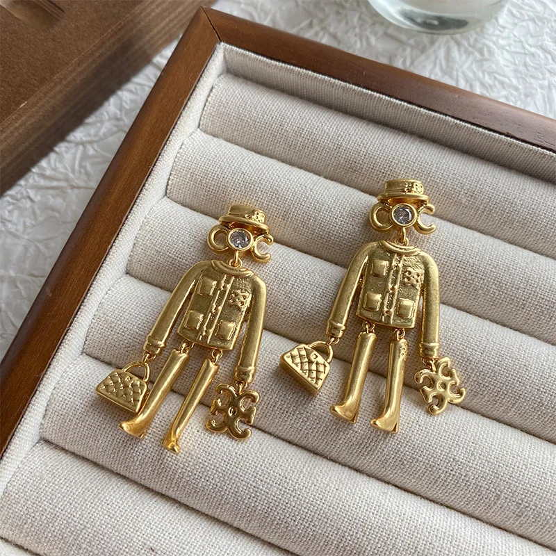 Robot bag dangle earrings for women unique punk party earrings human cool jewelry new in teenage girls