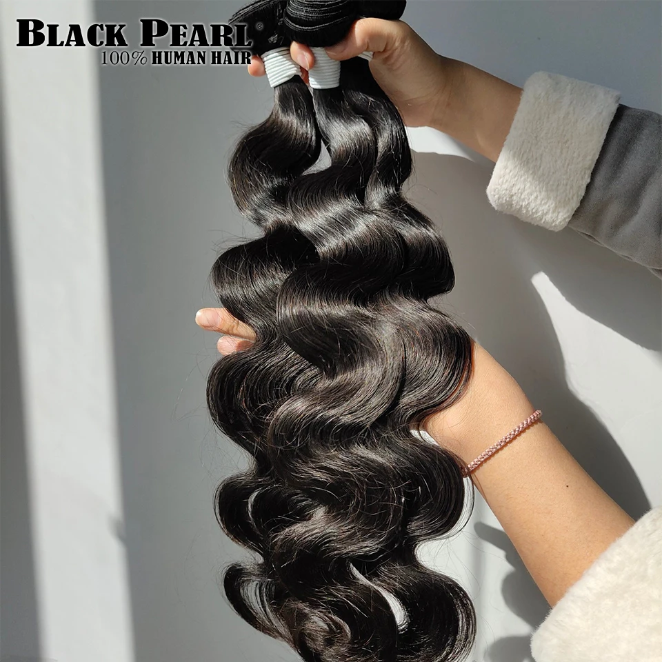 Black Pearl Pre-Colored  Human Hair Bundles Remy Hair Extension 1 /3 Bundle  Body Wave Hair Weaving 100g