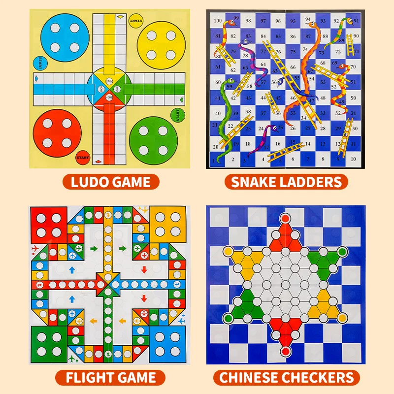 Flight Chess/Snake Chess/Aircraft Chess/Checkers Portable Foldable Chess Board Kids Parent-child Interactive Game Toy Board Game