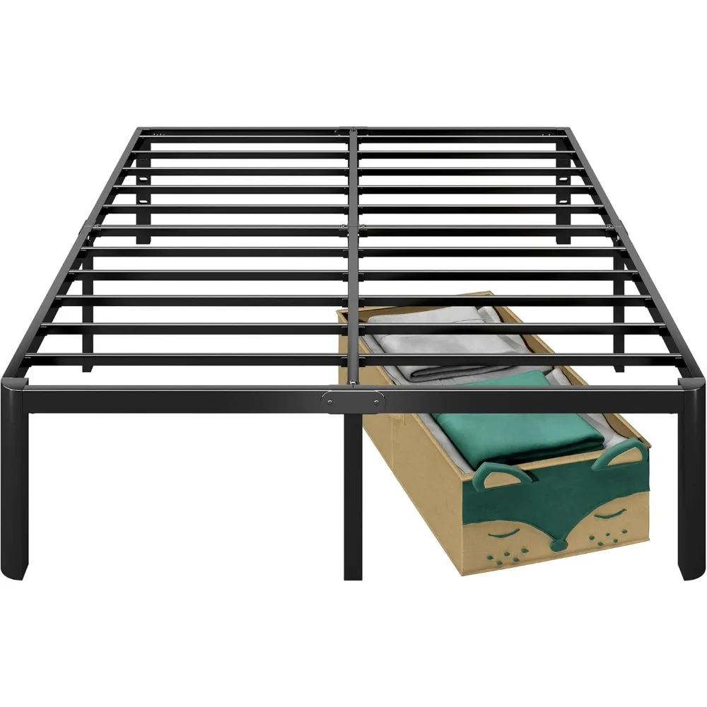 14 Inch Queen Bed Frame with Round Corners, Heavy Duty Metal Platform Bed Frame Queen Size, No Box Spring Needed, Easy Assembly