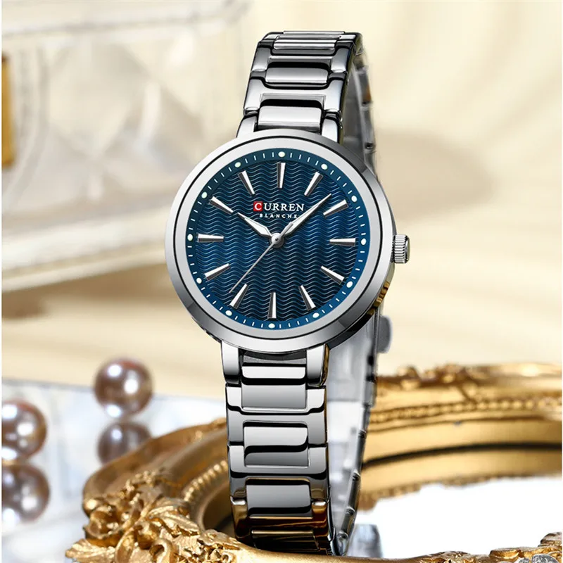 

CURREN 9109 Роскошные модные мини-стальные кварцевые часы для женщин, тонкие женские часы Reloj Mujer, простые женские круглые часы