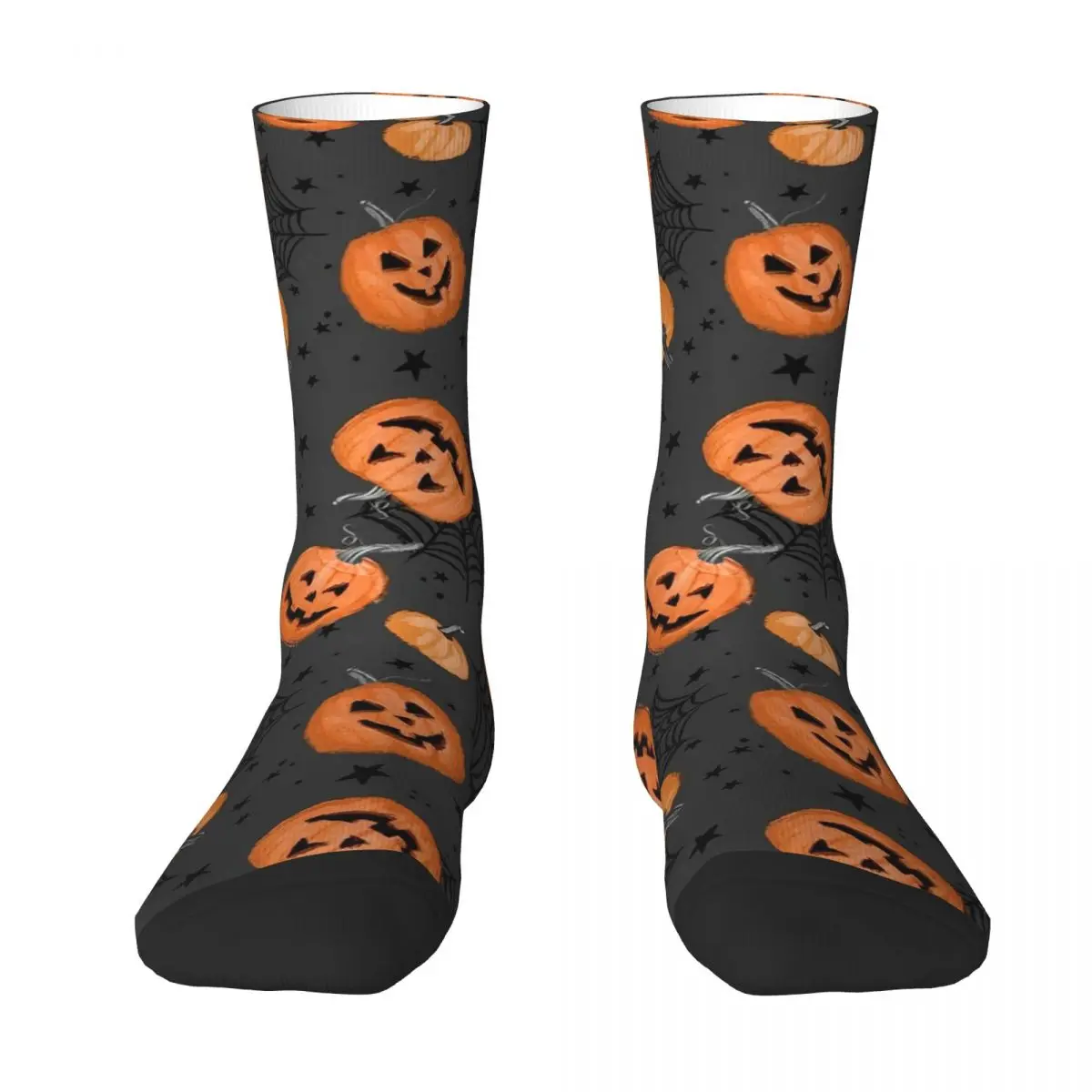 Horror Halloween Pumpkin Bat And Ghost Socks Trick or Treat Stockings Women Men Medium Skateboard Socks Anti Bacterial Socks