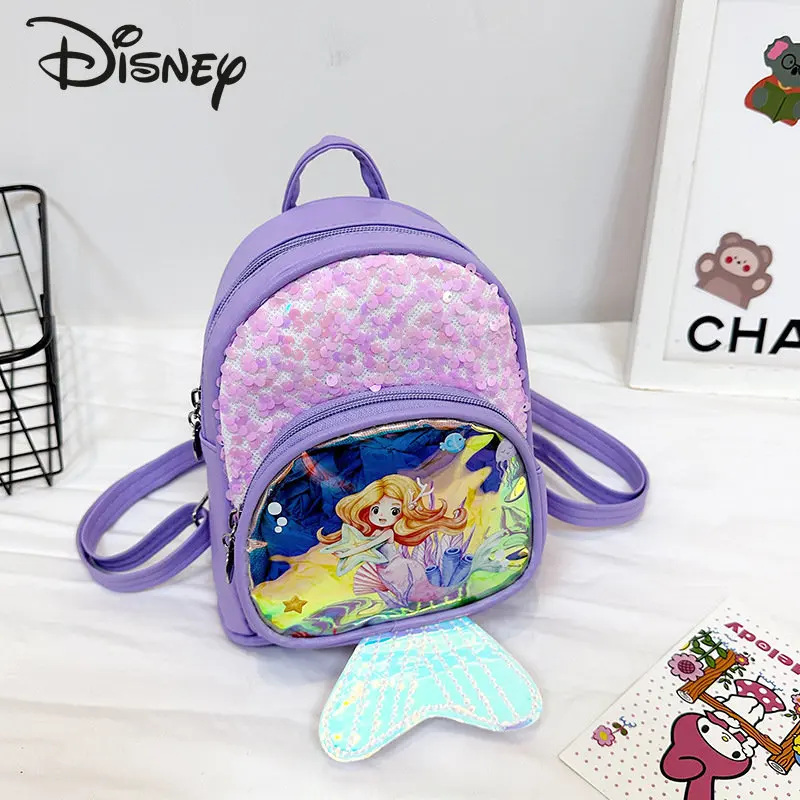 Disney Mermaid Children's Backpack Fashion High Quality Girls' Backpack Cartoon Versatile Multifunctional Student Backpack